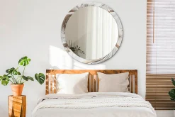 Miroir Circulaire avec Cadre Imprimé Décoratif Tulup 100 cm - 86 cm Marbre Clair