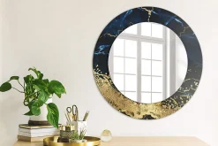 Miroir Circulaire avec Cadre Imprimé Décoratif Tulup 50 cm - 36 cm Marbre Bleu