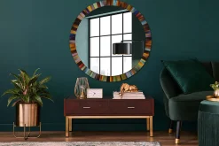 Miroir Circulaire avec Cadre Imprimé Décoratif Tulup 100 cm - 86 cm Rayons Colorés