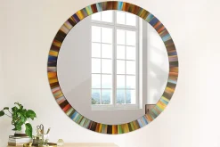 Miroir Circulaire avec Cadre Imprimé Décoratif Tulup 100 cm - 86 cm Rayons Colorés