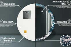 Miroir Circulaire avec Cadre Imprimé Décoratif Tulup 100 cm - 86 cm Mer Agitée
