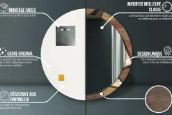 Miroir Circulaire avec Cadre Imprimé Décoratif Tulup 100 cm - 86 cm Bois Géométrique 3d