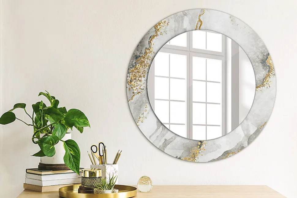 Miroir Circulaire avec Cadre Imprimé Décoratif Tulup 50 cm - 36 cm Motif Marbré