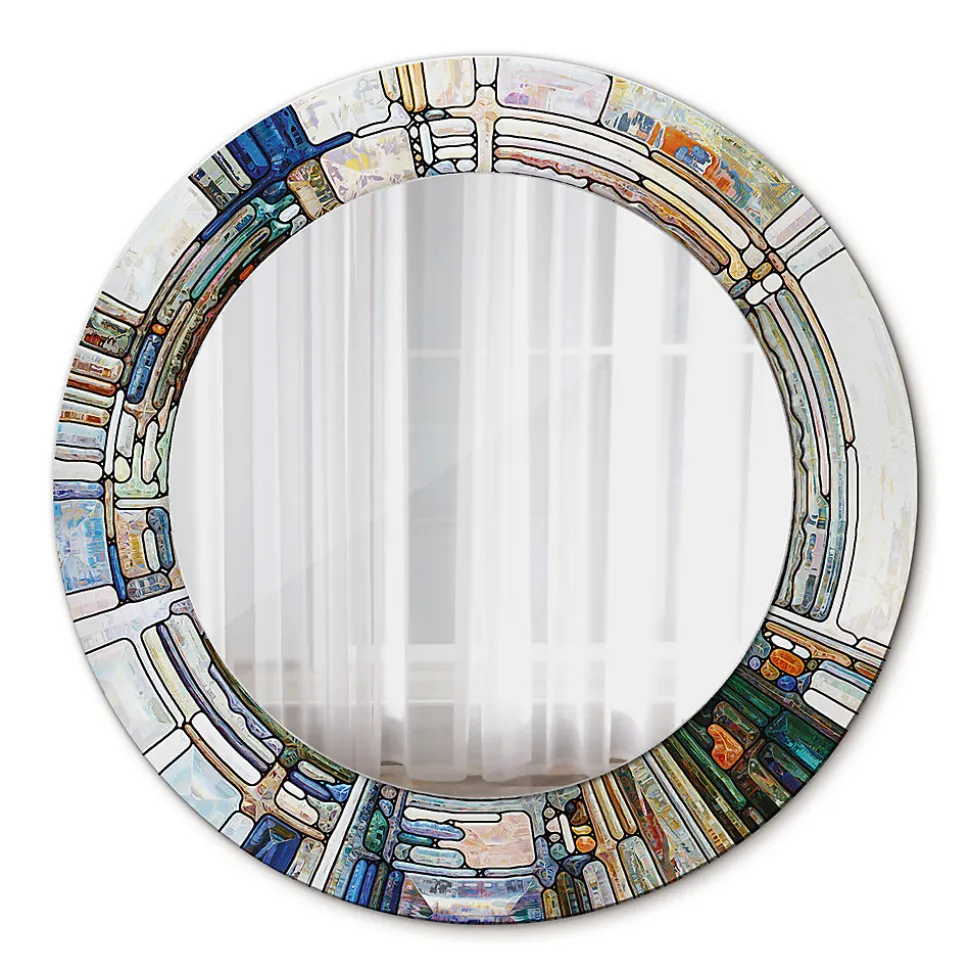 Miroir Circulaire avec Cadre Imprimé Décoratif Tulup 50 cm - 36 cm Vitrail