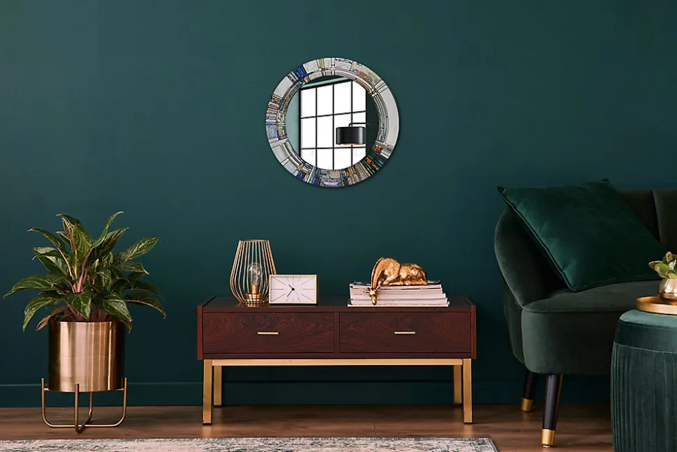 Miroir Circulaire avec Cadre Imprimé Décoratif Tulup 50 cm - 36 cm Vitrail