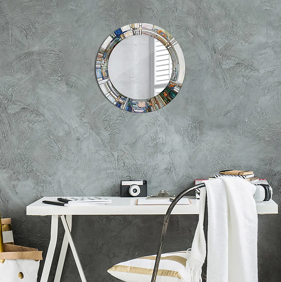 Miroir Circulaire avec Cadre Imprimé Décoratif Tulup 50 cm - 36 cm Vitrail