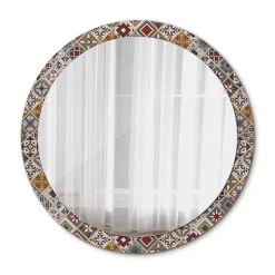 Miroir Circulaire avec Cadre Imprimé Décoratif Tulup 100 cm - 86 cm Motif Turc