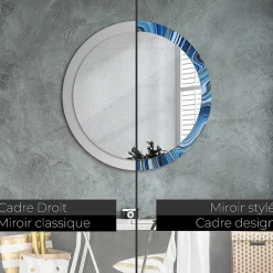 Miroir Circulaire avec Cadre Imprimé Décoratif Tulup 90 cm - 76 cm Rivière De Marbre