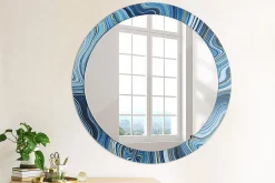 Miroir Circulaire avec Cadre Imprimé Décoratif Tulup 90 cm - 76 cm Rivière De Marbre