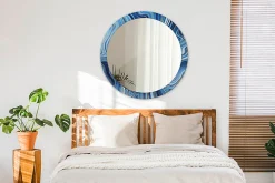 Miroir Circulaire avec Cadre Imprimé Décoratif Tulup 90 cm - 76 cm Rivière De Marbre