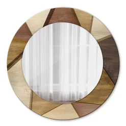 Miroir Circulaire avec Cadre Imprimé Décoratif Tulup 50 cm - 36 cm Bois Géométrique 3d