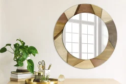 Miroir Circulaire avec Cadre Imprimé Décoratif Tulup 50 cm - 36 cm Bois Géométrique 3d