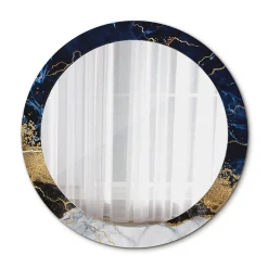 Miroir Circulaire avec Cadre Imprimé Décoratif Tulup 90 cm - 76 cm Marbre Bleu