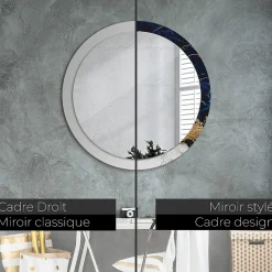 Miroir Circulaire avec Cadre Imprimé Décoratif Tulup 90 cm - 76 cm Marbre Bleu