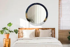 Miroir Circulaire avec Cadre Imprimé Décoratif Tulup 90 cm - 76 cm Marbre Bleu