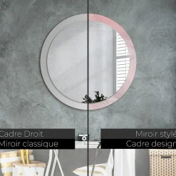 Miroir Circulaire avec Cadre Imprimé Décoratif Tulup 90 cm - 76 cm Pierre Rose