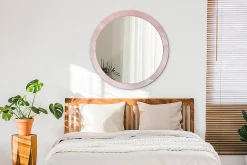 Miroir Circulaire avec Cadre Imprimé Décoratif Tulup 90 cm - 76 cm Pierre Rose