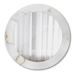 Miroir Circulaire avec Cadre Imprimé Décoratif Tulup 60 cm - 46 cm Marbre Blanc