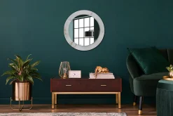 Miroir Circulaire avec Cadre Imprimé Décoratif Tulup 60 cm - 46 cm Marbre Blanc