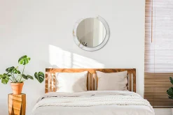 Miroir Circulaire avec Cadre Imprimé Décoratif Tulup 60 cm - 46 cm Marbre Blanc