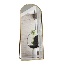 Miroir complet arqué, 180 x 80 cm, pleine longueur, monté au mur, miroir de sol, pour le salon, Doré
