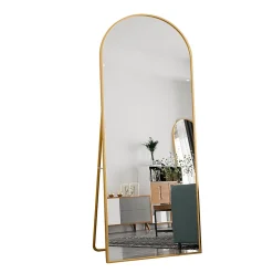Miroir complet arqué, 180 x 80 cm, pleine longueur, monté au mur, miroir de sol, pour le salon, Doré