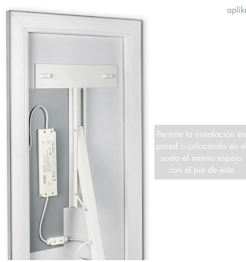 Miroir complet avec lumière LED frontale - lumière blanche neutre (4000K) - 160 x 50cm - Modèle Paris