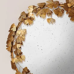 Miroir convexe feuilles de Ginkgo fer 58x58cm