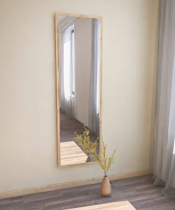 Miroir Dcarrier, Verre miroité, Objet d'ameublement mural, Décoration avec miroir, 50x2h160 cm, Chêne
