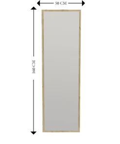 Miroir Dcarrier, Verre miroité, Objet d'ameublement mural, Décoration avec miroir, 50x2h160 cm, Chêne