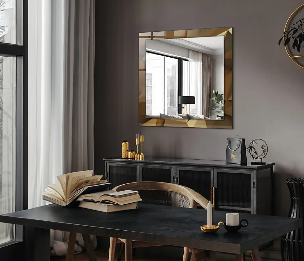 Miroir Décoratif Tulup 60x60 cm Formes Géométriques Pour Salon Avec Cadre Imprimé