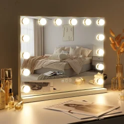 Miroir de maquillage Hollywood lumineux LED Coiffeuse Mural - 50 x 40 cm