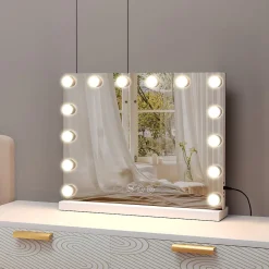 Miroir de maquillage Hollywood lumineux LED Coiffeuse Mural - 50 x 40 cm