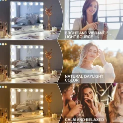 Miroir de maquillage Hollywood lumineux LED Coiffeuse Mural - 50 x 40 cm