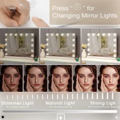 Miroir de maquillage Hollywood lumineux LED Coiffeuse Mural - 50 x 40 cm