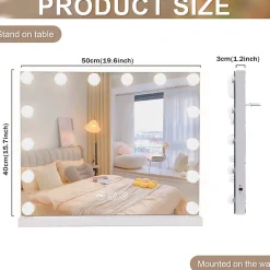 Miroir de maquillage Hollywood lumineux LED Coiffeuse Mural - 50 x 40 cm