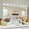 Miroir de maquillage Hollywood Coiffeuse LED Mural et sur Table Blanc 80x 58 cm