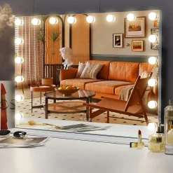 Miroir de maquillage Hollywood Coiffeuse LED Mural et sur Table Blanc 80x 58 cm