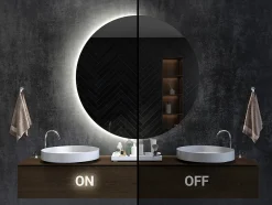 Miroir demi-cercle LED 30x60 cm lumière neutre moderne