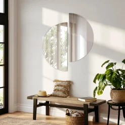 Miroir Demi-Rond Minimaliste Wallfluent 1/2 - 70 cm Miroir Moderne Pour Salle De Bain