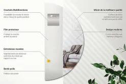 Miroir Demi-Rond Minimaliste Wallfluent 1/2 - 70 cm Miroir Moderne Pour Salle De Bain