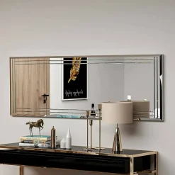 Miroir Dperisi, Verre miroité, Objet d'ameublement mural, Décoration avec miroir, 40x2h120 cm, Blanc