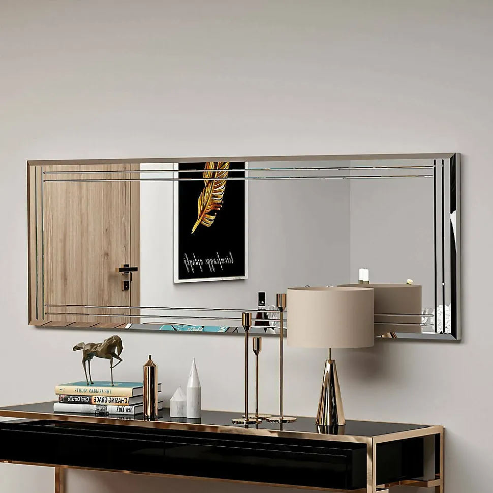 Miroir Dperisi, Verre miroité, Objet d'ameublement mural, Décoration avec miroir, 40x2h120 cm, Blanc