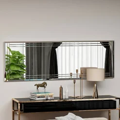 Miroir Dperisi, Verre miroité, Objet d'ameublement mural, Décoration avec miroir, 40x2h120 cm, Blanc
