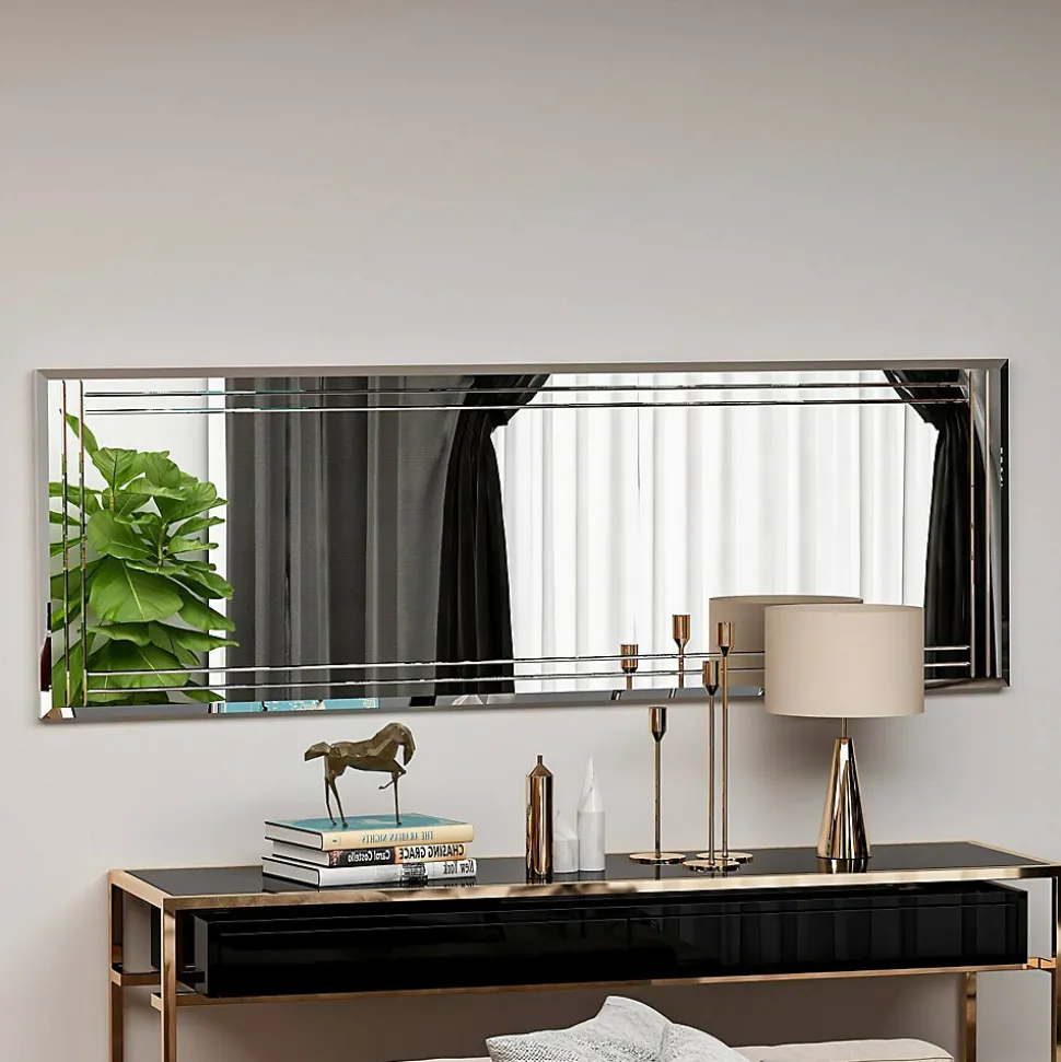 Miroir Dperisi, Verre miroité, Objet d'ameublement mural, Décoration avec miroir, 40x2h120 cm, Blanc