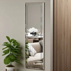 Miroir Dperisi, Verre miroité, Objet d'ameublement mural, Décoration avec miroir, 40x2h120 cm, Blanc