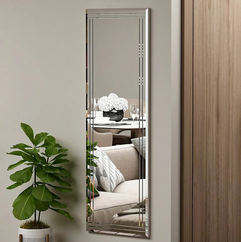 Miroir Dperisi, Verre miroité, Objet d'ameublement mural, Décoration avec miroir, 40x2h120 cm, Blanc