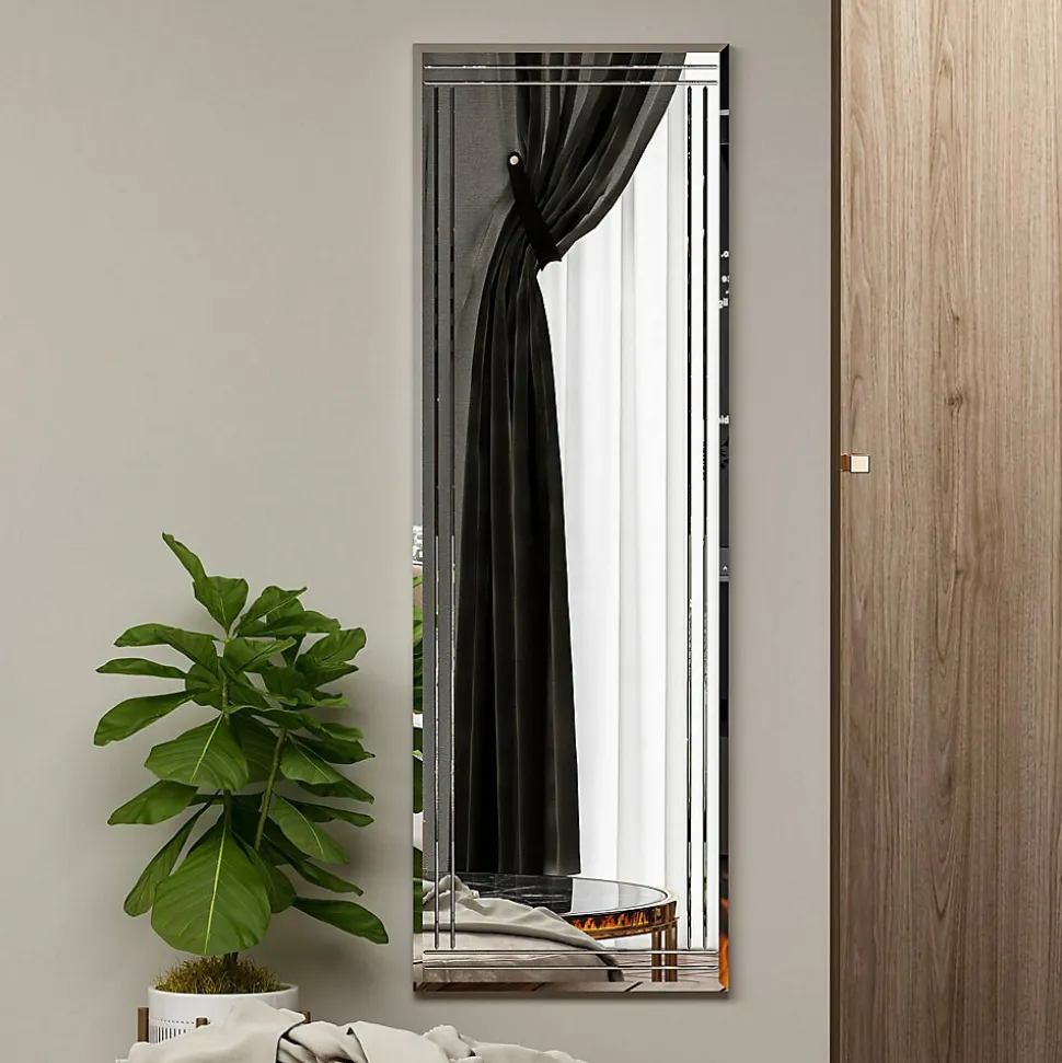 Miroir Dperisi, Verre miroité, Objet d'ameublement mural, Décoration avec miroir, 40x2h120 cm, Blanc