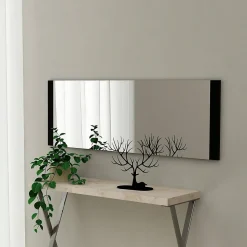 Miroir Dprenn, Verre miroité, Objet d'ameublement mural, Décoration avec miroir, 40x2h120 cm, Noir
