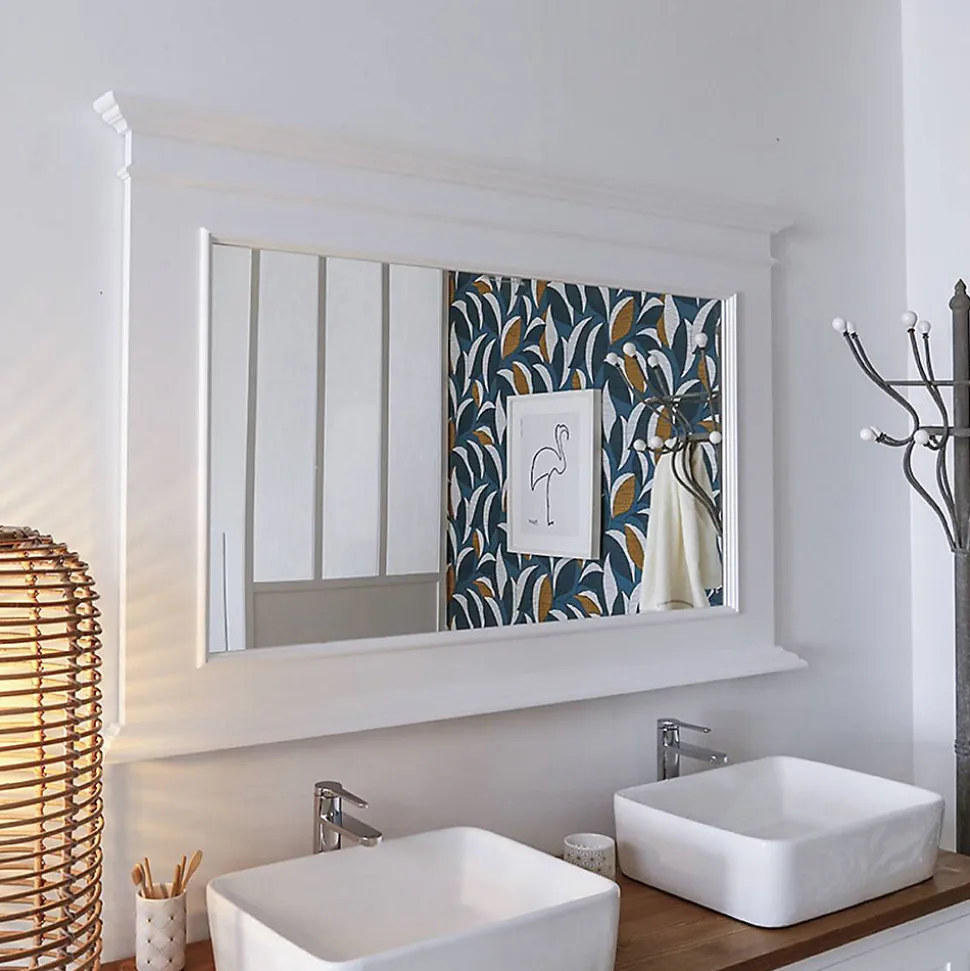 Miroir en bois de pin blanc Manel